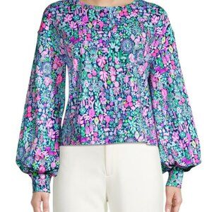 Lilly Pulitzer Kamala Long Sleeve Sweatshirt "Low Tide Navy Jewelry" Large